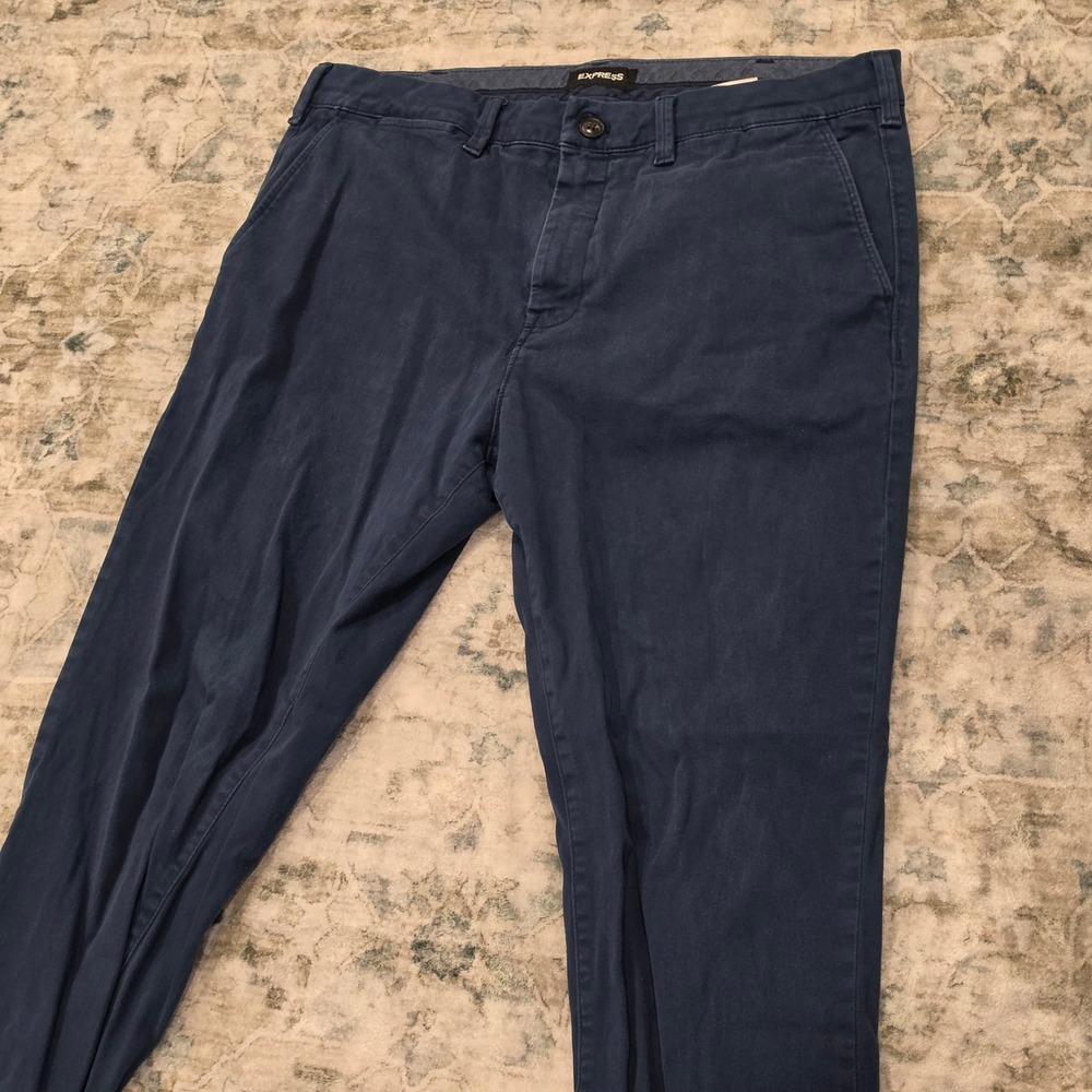 Express Mens Slim Stretch Garment Dyed Chino Pants Navy Blue 34x34